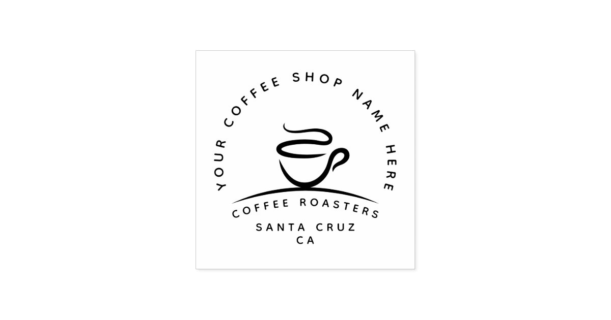 Modern Minimalist Coffee Shop Logo Rubber Stamp | Zazzle
