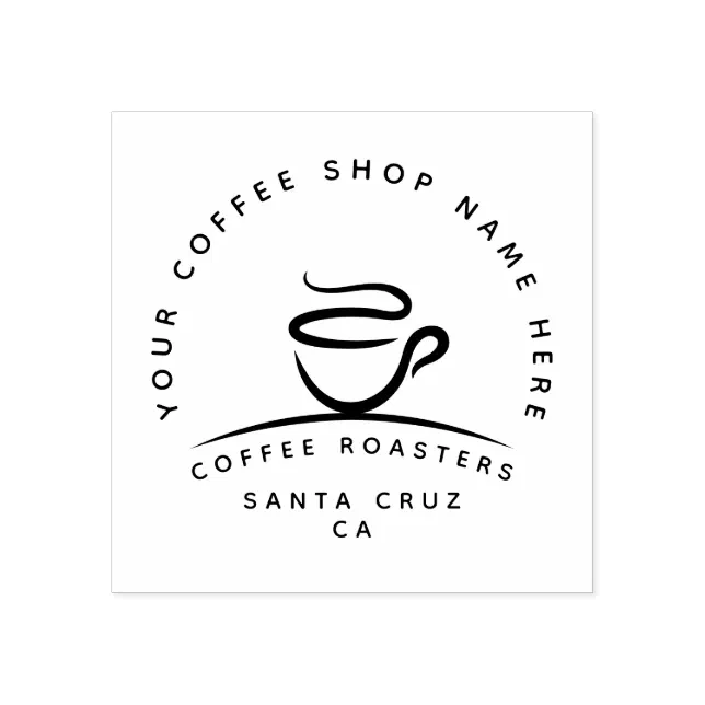 Modern Minimalist Coffee Shop Logo Rubber Stamp | Zazzle