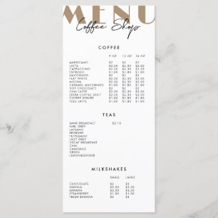 Modern Minimalist Coffee Shop Menu