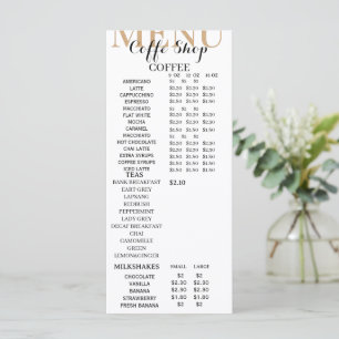 Modern minimalist Coffee Shop Menu Template