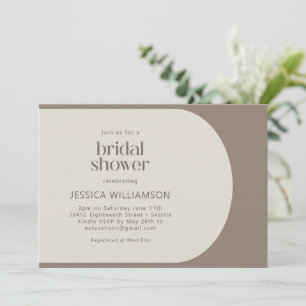 Modern Minimalist Colour Block Brown Bridal Shower Invitation