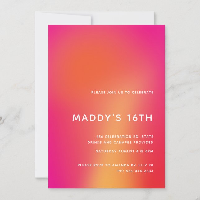 Modern Minimalist Colourful Abstract Sweet 16 Invitation (Front)