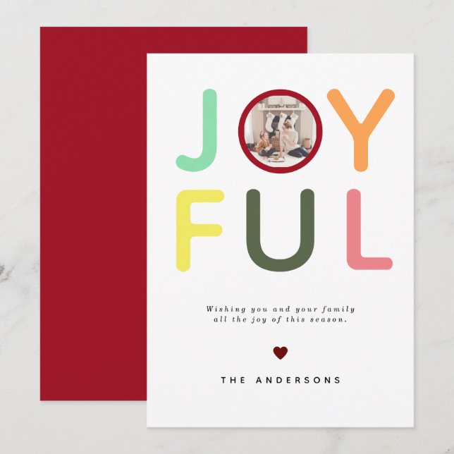 Modern Minimalist Colourful Bright Joyful Photo  Holiday Card (Front/Back)