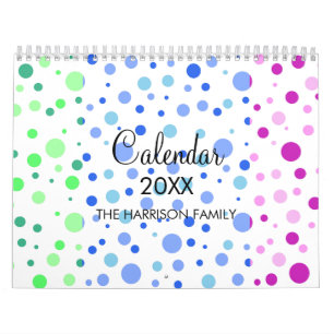 Modern Minimalist Colourful Polka Dot Pattern Calendar