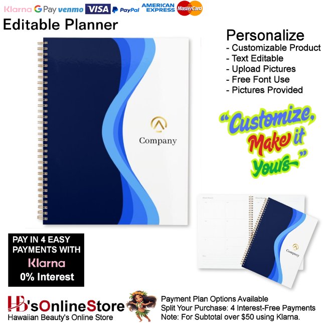 Modern Minimalist Company Blue White Business Planner (Modern Minimalist Company Blue White Business Planner.)