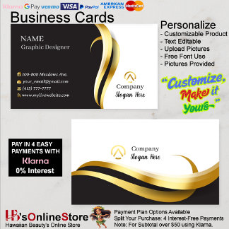 Modern Minimalist Company Gold Black White Business Card