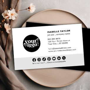 Modern Minimalist Company Logo Social Media Icons  Business Card