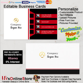 Modern Minimalist Company Red Black White Business Card