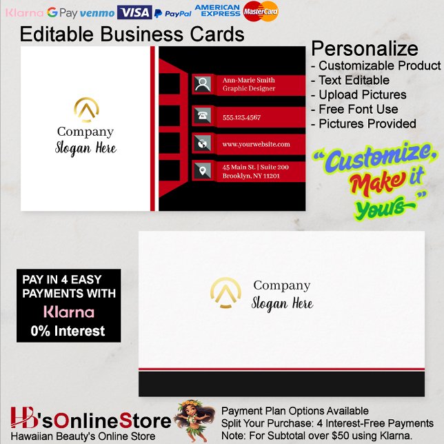 Modern Minimalist Company Red Black White Business Card (Modern Minimalist Company Red Black White Business Card.)