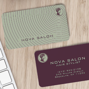Modern Minimalist Concentric Fine Line Reverse BG Business Card