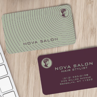 Modern Minimalist Concentric Fine Line Reverse BG Business Card