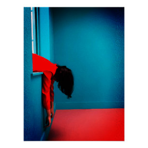 Modern Minimalist Conceptual Woman in Red Poster