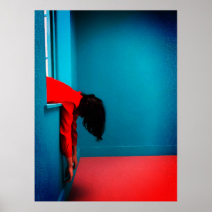 Modern Minimalist Conceptual Woman in Red  Poster