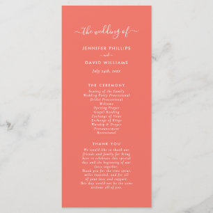Modern Minimalist Coral Wedding Program Programme