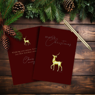 Modern Minimalist Corporate Christmas Reindeer Foil Holiday Card