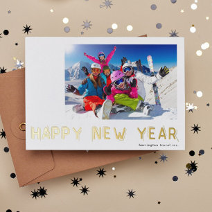 Modern Minimalist Corporate Gold New Years 2023 Foil Holiday Card