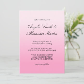 Modern Minimalist Cotton Candy Pink Gradient Invitation