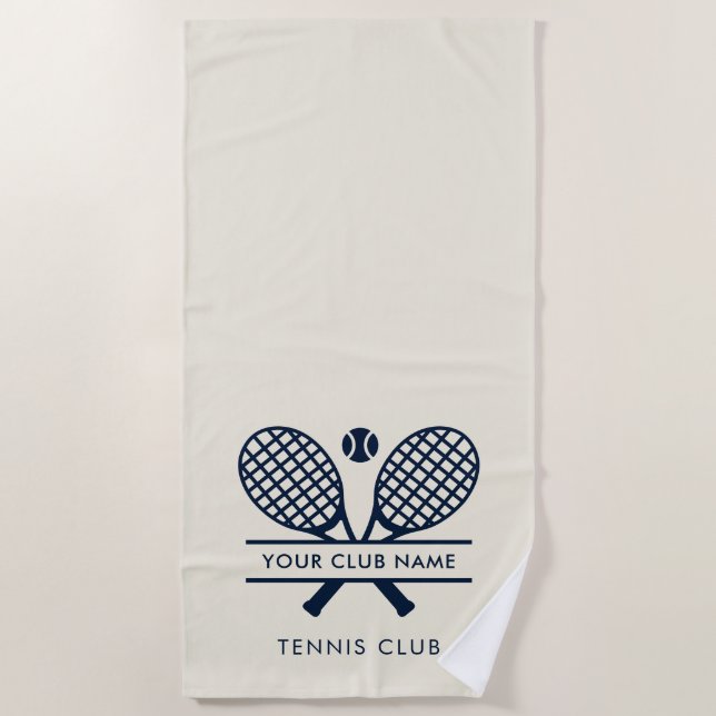 Modern Minimalist Country Club Name Tennis Team Beach Towel (Front)