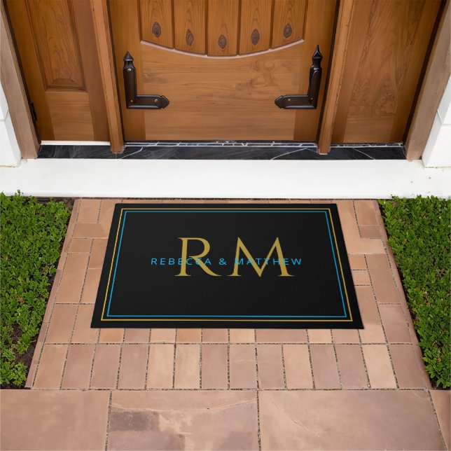 Modern Minimalist Couple Monogram Doormat (Outdoor)