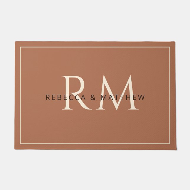 Modern Minimalist Couple Monogram Doormat (Front)