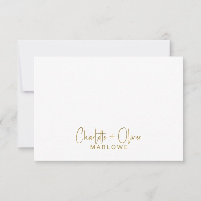 Modern Minimalist Couple Name Handwritten Monogram Card (Front)
