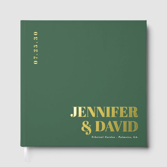 Modern Minimalist couple names Simple Wedding Guest Book (Front)