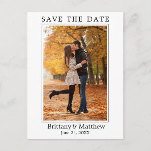 Modern Minimalist Couple Photo Save the Date Postcard