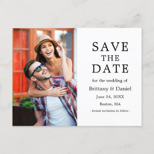 Modern Minimalist Couple Photo Save The Date Postcard