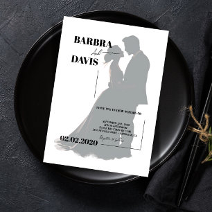 Modern Minimalist Couple Silhouette Wedding Invitation
