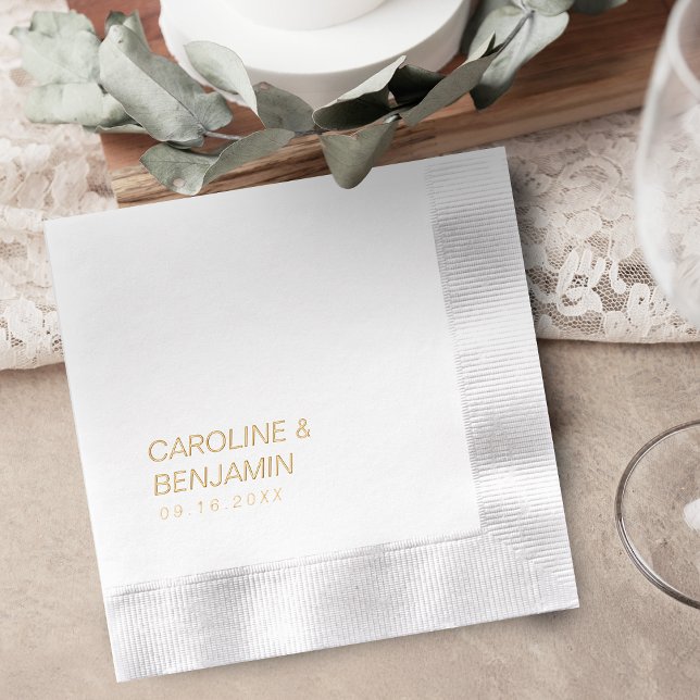 modern minimalist couples name wedding foil napkins (modern minimalist couples name wedding foil napkins)