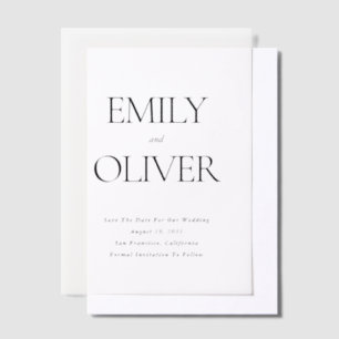 Modern Minimalist Couple's Names Photo Wedding Vellum Invitations
