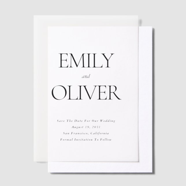 Modern Minimalist Couple's Names Photo Wedding Vellum Invitations (Offset)