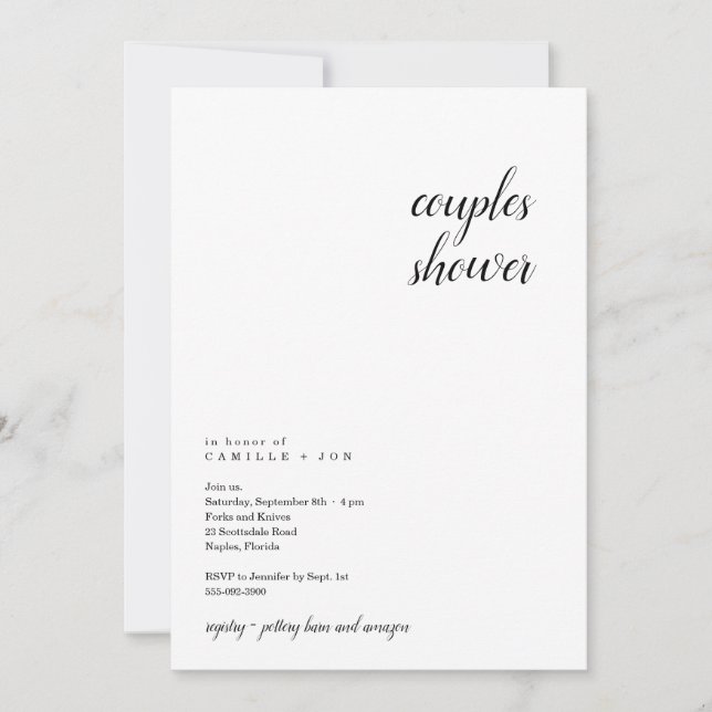 Modern & Minimalist Couple's Shower Invitation (Front)
