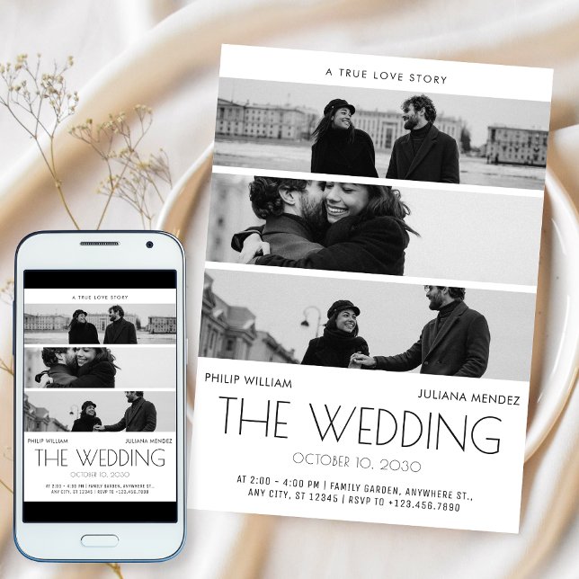 Modern minimalist cover movie poster photo wedding invitation (Creator Uploaded)