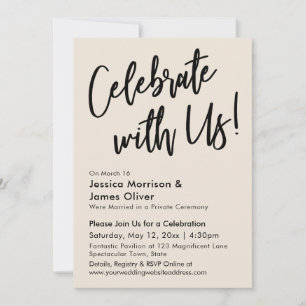 Modern Minimalist Cream Celebrate with Us! Invitation