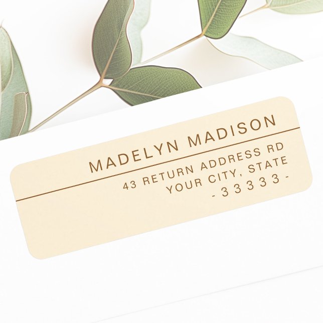 Modern minimalist cream coloured return address (Modern minimalist cream colored return address label)