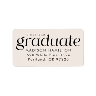 Modern Minimalist Cream Graduation Return Address Label