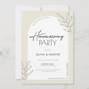 Modern Minimalist Cream Housewarming Invitation