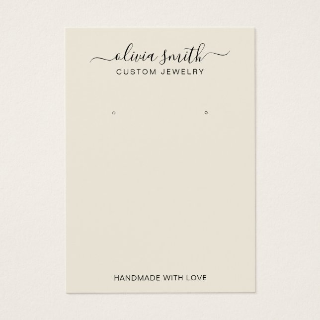 Modern Minimalist Cream Jewellery Display Card (Front)
