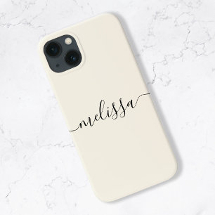 Modern Minimalist Cream Signature Script iPhone 13 Case