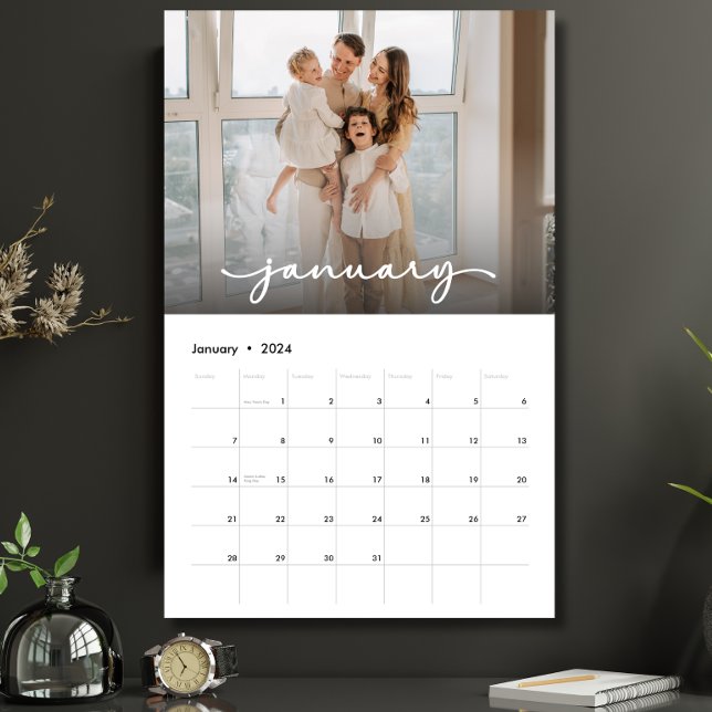 Modern Minimalist Create Your Own Family Photos Calendar (Creator Uploaded)