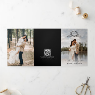 Modern Minimalist Crest monogram Wedding Invite