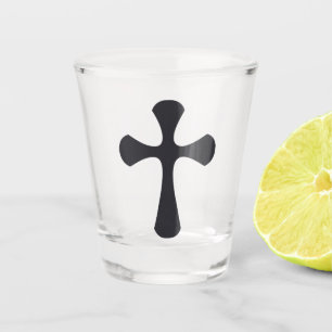 Modern Minimalist Cross Contemporary Christian Art Shot Glass