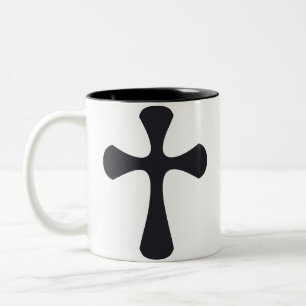 Modern Minimalist Cross Contemporary Christian Art Two-Tone Coffee Mug
