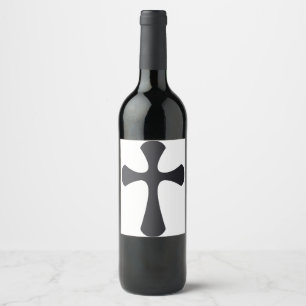 Modern Minimalist Cross Contemporary Christian Art Wine Label