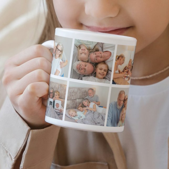 Modern Minimalist Custom 10 Photo Collage Grid Coffee Mug (Creator Uploaded)