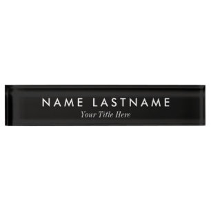 Modern Minimalist Custom Black Desk Nameplate