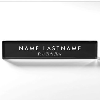 Modern Minimalist Custom Black Desk Nameplate