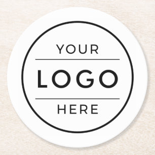 Modern Minimalist Custom Business Logo Branded Round Paper Coaster