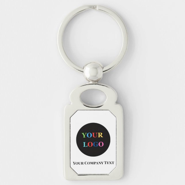 Modern Minimalist Custom Business Logo Key Ring (Front)